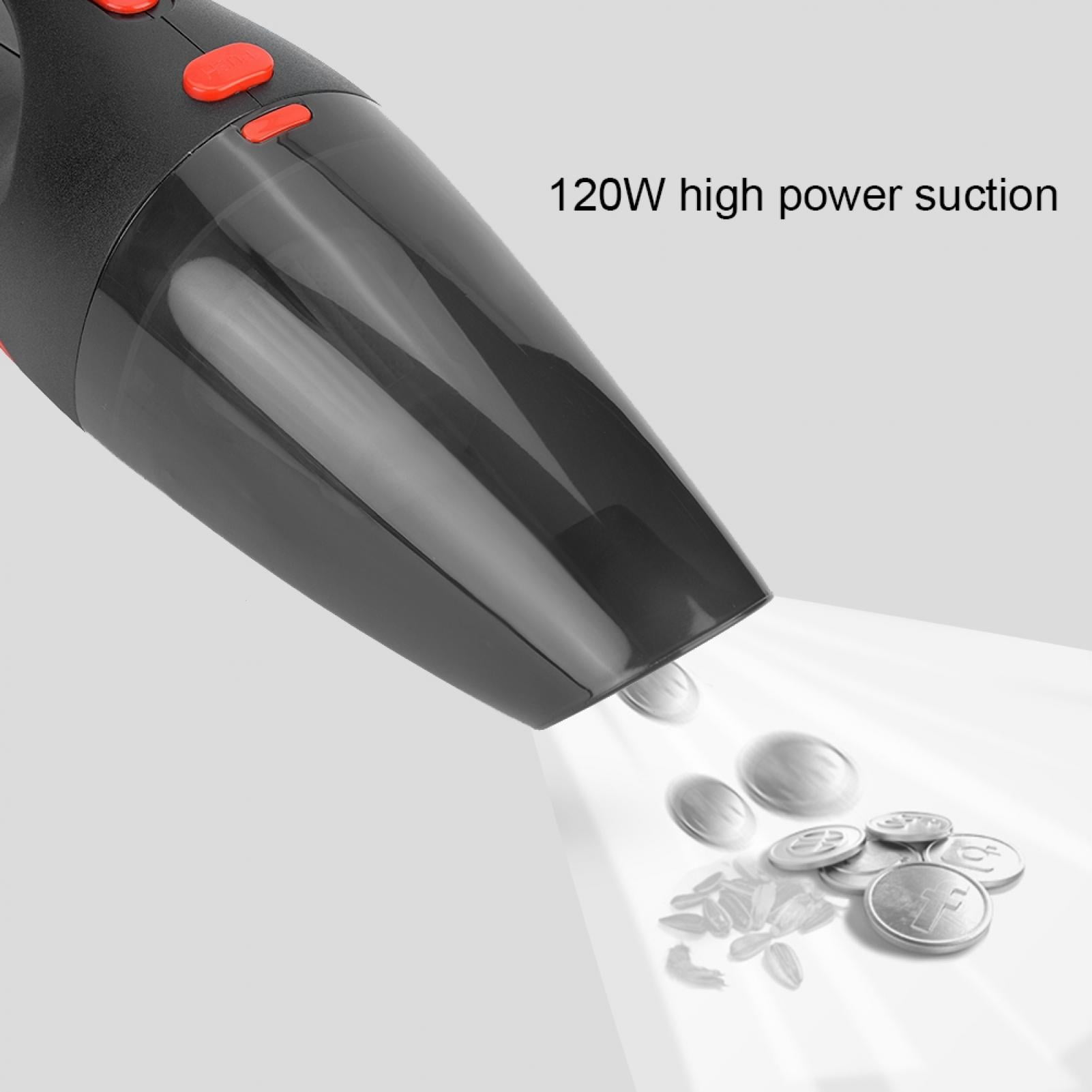 BIMZUC 120W High Power Corded Car Vacuum Cleaner, Portable Wet Dry Handheld Auto Vacuum with 12V DC Suction for Vehicle Interior Cleaning (Black) - 13.3 inches / 34 cm