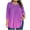 Purple, variant on HUJlwoi Gradient Tops for Women Pleated Oversized Trendy Shirts 3/4 Sleeve Summer Spring Tees Loose Fit Casual Vacation Round Neck Clothes