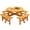 Natural + Solid Wood, variant on Luckynote 6-Person Circular Outdoor Wooden Picnic Table for Patio, Backyard, Garden, DIY w/ 3 Built-in Benches, 1720lb Capacity - Brown