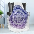 thumbnail image 4 of Mandala Soft Flannel Fleece Throw Blanket, Oriental Bohemian Composition with Flourishing Petals Motif, Cozy Plush for Indoor and Outdoor Use, 50" x 70", Navy Blue Indigo, by Ambesonne, 4 of 5