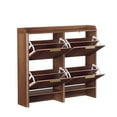 thumbnail image 5 of Ktaxon Fluted Shoe Cabinet with 4 Flip Drawers, Narrow Shoes Storage for Entryway, Walnut, 5 of 12
