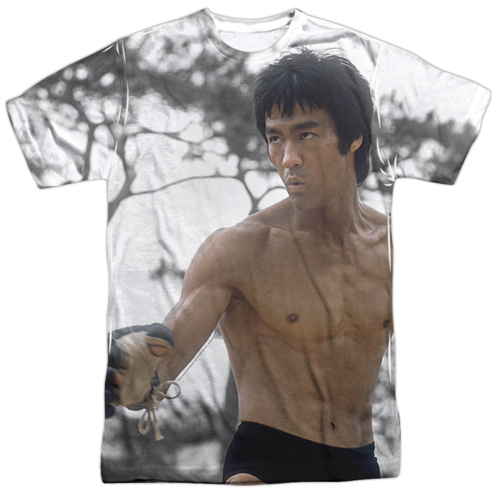 Bruce Lee Martial Arts Vintage Style Fight Stance Adult 2-Sided Print  T-Shirt 