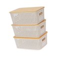 thumbnail image 4 of simhoa 3x Bacs de Rangement avec Couvercles en Bambou Panier de Rangement pour Table Armoire de Cuisine Blanc, 4 of 8