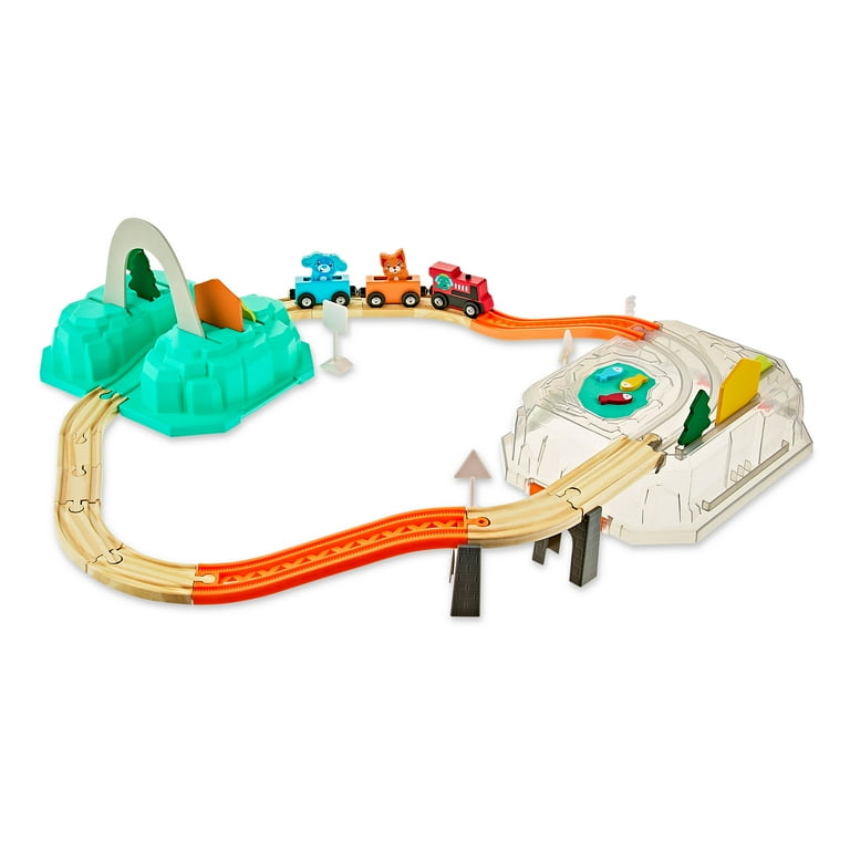 Spark Create Imagine Wood Train Railroad Set, Baby and Toddler Toys, Ages 3+