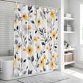 thumbnail image 5 of Yellow Floral Spring Shower Curtain Set - Extra Long 72" x 96" Washable Bathtub Curtain with 12 Hooks, Gray Botanical Summer Pastoral Waterproof Fabric Stall Shower Curtains for Bathroom Décor, 5 of 6