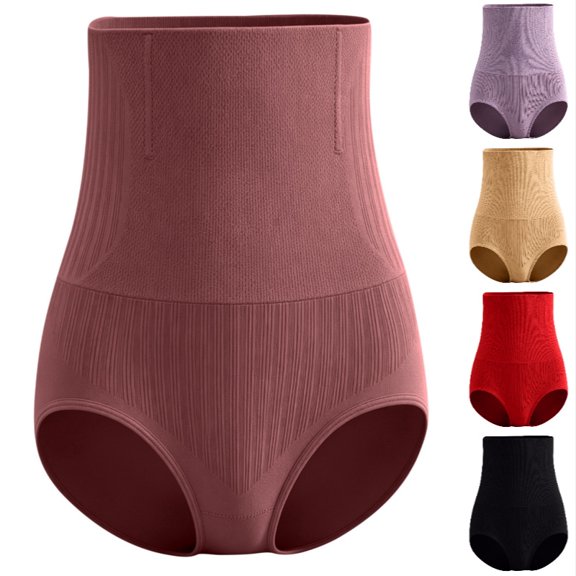 Xijirk Women High Rise Ribbed Shaping Briefs Breathable Mesh Soft Stretchy Close Fit for Daily Night Out Party Event Wear,Brick Red,L