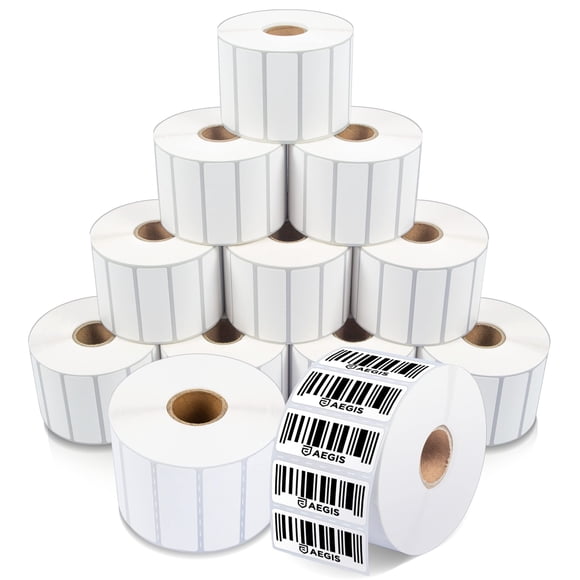 Aegis Adhesives - 2 ¼” X ¾” Direct Thermal Labels for Barcodes, Address, Perforated & Compatible with Rollo, Zebra, & Other