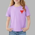 thumbnail image 2 of Piuwrlz Short Shirts Sleeve Kids Girls Graphic T-Shirts Crew Neck Pullover Purple Size 4-5 Years, 2 of 7