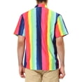 thumbnail image 3 of INSPIRE CHIC Men's Shirts Summer Striped Button Short Sleeve Beach Shirts 2XL Green Pink, 3 of 6