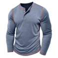 thumbnail image 3 of Men's Graphic Tee Hvyesh Mens Shirts Long Sleeve Casual Classic Henley T-Shirts Lightweight Button Muscle Fit Tee Shirts, 3 of 9