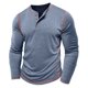 thumbnail image 4 of pstuiky manga larga para hombre, Camisa informal de manga larga con cuello redondo y botones de color liso para hombre top de hombre l, 4 of 9