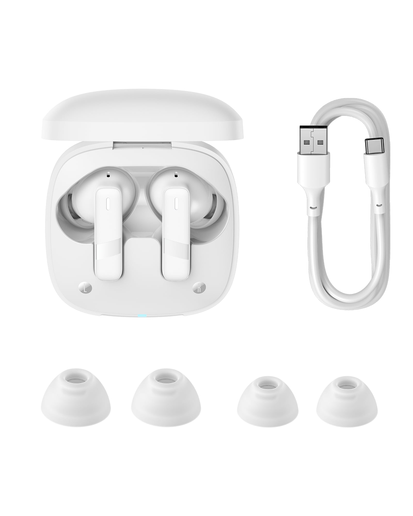 Baseus True Wireless Earbuds 33H Playtime Bluetooth Ear Buds IPX5 Waterproof In-Ear Earphones with Mic, E20 White