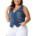 thumbnail image 4 of Agnes Orinda Women's Plus Size Denim Vest Sleeveless V Neck Washed Distressed Waistcoat Vests, 4 of 6