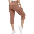 thumbnail image 3 of VBVC Women's Cargo Capri Pants with Pockets , Casual Summer Drawstring Knee Length Shorts , Ladies' Lightweight Outdoor Hiking Trousers for Women, Brown , S-3XL, 3 of 7