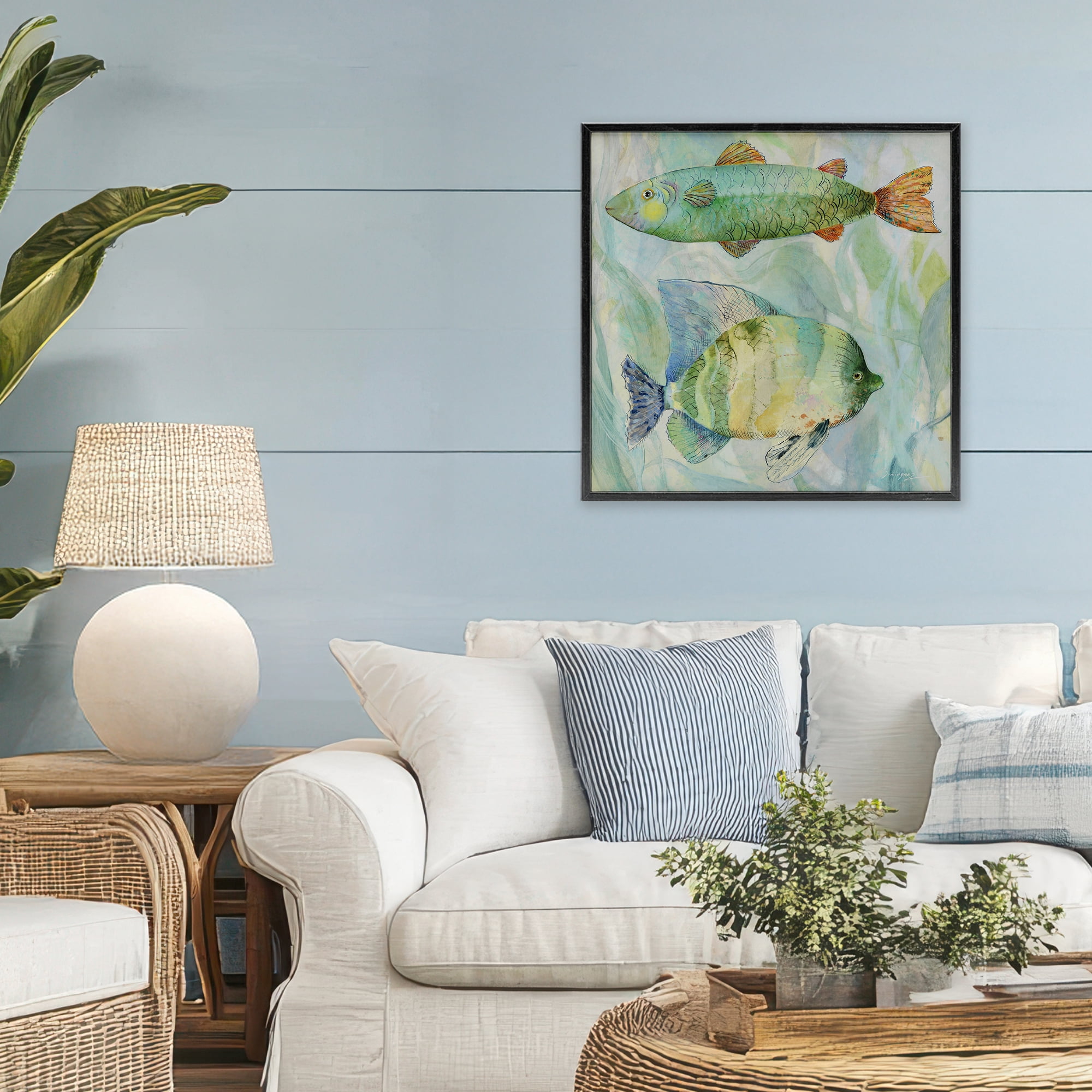 Stupell Industries Sweet Fish Duo Watercolor Black Framed Giclee Art, design by Lorenzo Collective