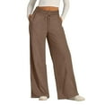 thumbnail image 5 of Womens Wide Leg Sweatpants High Waisted Baggy Pants Fashion Teen Girl Drawstring Athletic Joggers Brown S, 5 of 7