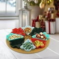 thumbnail image 4 of Rotatable Christmas Tree Snack Tray Set - 8 Compartment Appetizer Platter for Candy, Nuts, Dried Fruits, Holiday Party Serving with Bamboo Base, 4 of 5