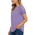 thumbnail image 3 of UVN Blouses for Women Short Sleeve Lace Tops Summer Casual Crewneck Pleated Shirts, 3 of 8