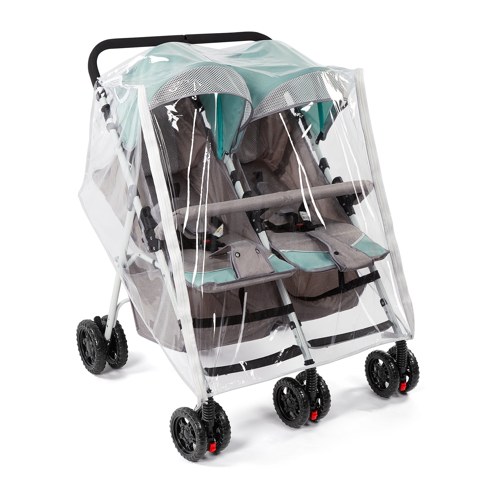 PAHTTO Waterproof All-Round Protection Stroller Rain Cover for Double Strollers, Clear