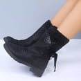 thumbnail image 4 of Mikilon Autumn And Winter Woolen Yarn Snow Boots Back Strap Plus Size Boots Women, 4 of 8