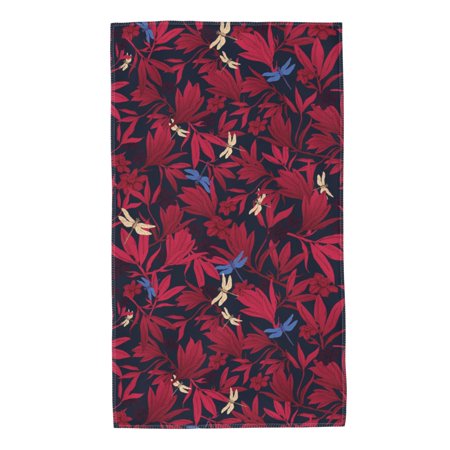 

Home Towels Dragonfly Leaves Pattern Absorbent Hanging Hand Towel Small Bath Towel Decorative Kitchen Dish Guest Towel For Spa Gym Hote27.5x16in