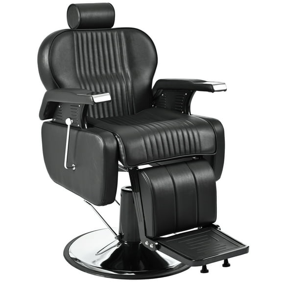 Heavy Duty Reclining Barber Chair, Salon Beauty Styling Chair with 360° Swivel and Height Adjustable, Hairdresser Chair for Barber Shop, Beauty Salon, Spa Tattoo Styling Equipment, Black