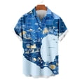 thumbnail image 2 of Mens Casual Manga Corta Botón Abajo Camisas Turndown Cuello Blusa de Impresión, Poliéster Ligero Top de la Moda para el Verano Al Aire Libre Y el Uso Diario, 2 of 6