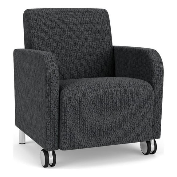 Siena Lounge Reception Guest Chair / Casters / Brushed Steel Legs / Dark Gray