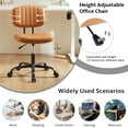 thumbnail image 6 of edx Adjustable Height Armless Office Desk Chair with Wheels, PU Leather Mid Back 360°Swivel Small Computer Chair, Modern Task Chair for Home Office Reading Meeting Room, Brown, 6 of 9