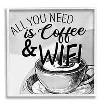 Stupell Industries Vintage Coffee & Wifi Food & Beverage Painting White Framed Art Print Wall Art, 12 x 12