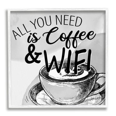 Stupell Industries Vintage Coffee & Wifi Food & Beverage Painting White Framed Art Print Wall Art, 12 x 12