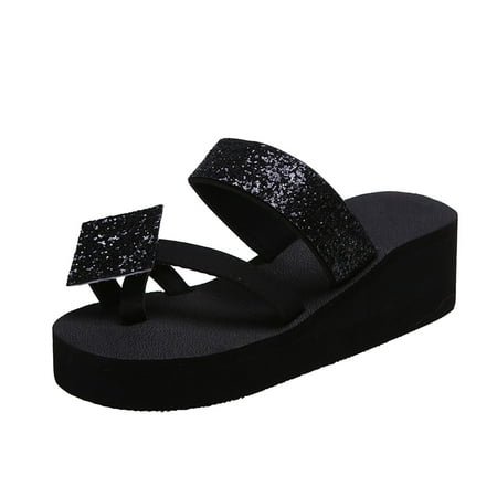 

Summer Slippers For Women Beach Accesseories Flip Flops For Women Ladies Fashion Colorful Rhinestone Wedge Heel Toe Casual Sandals And Slippers Swimming Pool Accessories Mens Women Slippers