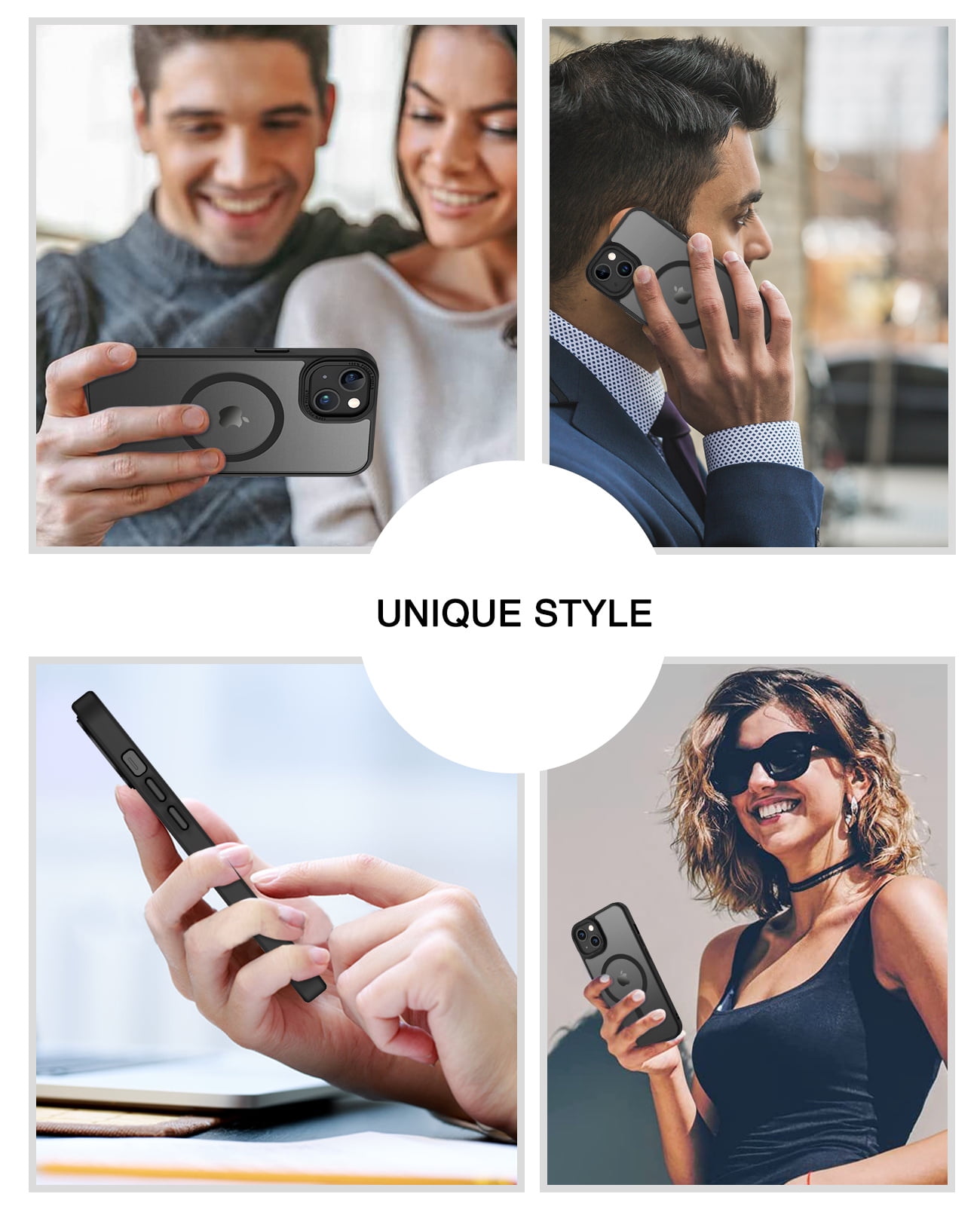BENTOBEN Case for Iphone 13/14, 6.1" Slim Translucent Matte Magnetic Shockproof Cover, Black