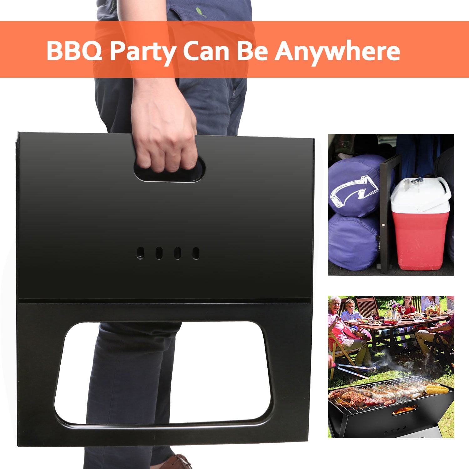 Foldable Charcoal BBQ Grill,Portable Outdoor Metal Iron Collapsible Tabletop Grill Tool
