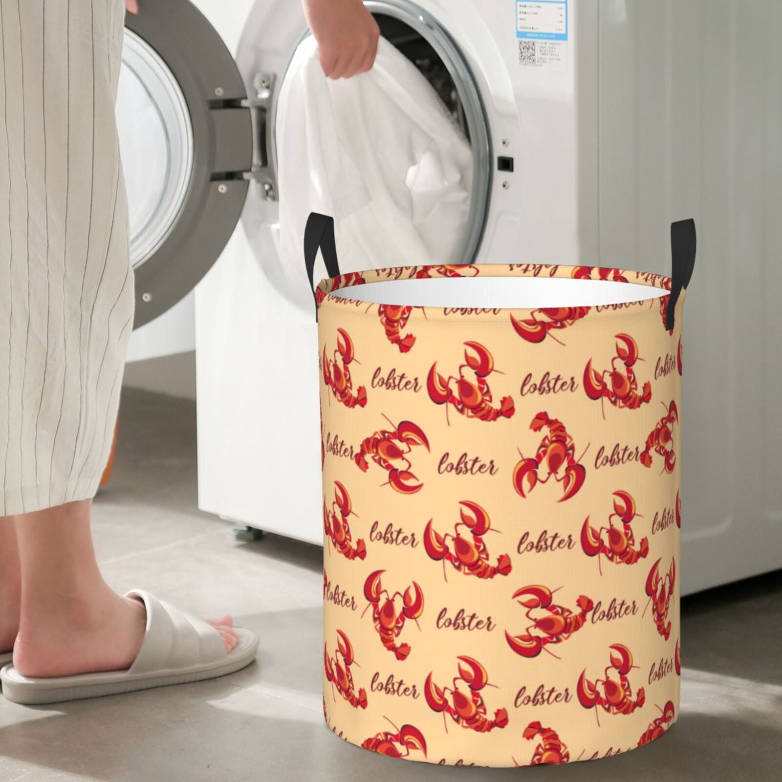 Large Laundry Basket with Handles - Shrimp No.9024 Kids Baby Dirty Clothes Laundry Hamper for Bedroom Aesthetic