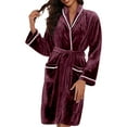 thumbnail image 4 of Afdoent Robes For Women Soft Flannel Robe Long Sleeve Bathrobe With Pockets Cozy Loungewear For Winter Warm Sleepwear And Spa Relaxation At Home Sleepwear, 4 of 8