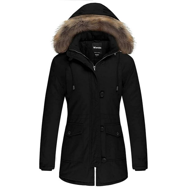 Women's Winter Jacket Faux Fur Trim Parka Coat