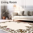 thumbnail image 2 of ODIKA 3'x5' Machine Washable Non-Slip Area Rug, Ornate Rococo Scrollwork with Fleur de and Baroque Blossom Details High Traffic Rug, Brown, 541726, 2 of 7
