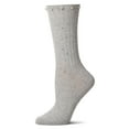 thumbnail image 2 of MeMoi Women's Ribbed Rhinestone Studded Cotton Rich Crew Sock - Womens - Female, 9-11, Med Gray Heather, 2 of 6