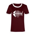 thumbnail image 4 of Pompotops T-shirt Mode Décontracté Imprimé Col Rond Manches Courtes Ample Blouse Pull, 4 of 4