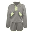 thumbnail image 4 of Women's Two Piece Short Sets Lounge Sweatsuits Long Sleeve Travel Tracksuit (Grey XL), 4 of 4