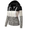 thumbnail image 2 of Doublju Women's 3 Color Block Pocket Zip-Up Hoodie Jacket for Women with Plus Size, 2 of 3