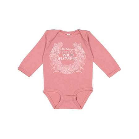

Inktastic She Belongs Among the Wild Flowers Boys or Girls Long Sleeve Baby Bodysuit