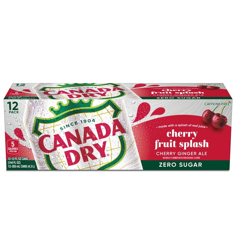 Canada Dry Fruit Splash Cherry Ginger Ale Soda, 12 fl oz, 12 Pack