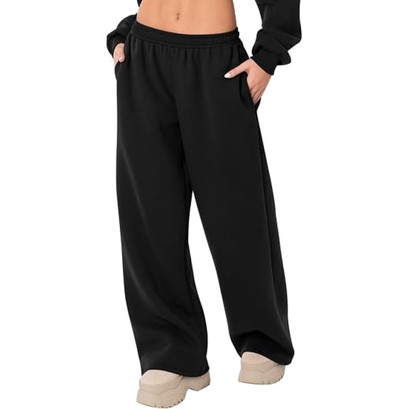 WQD Women's Sweatpants Wide Leg Lounge Joggers with Drawstring Comfy Loose Fit Casual Workout Athletic Yoga Pants with Pockets