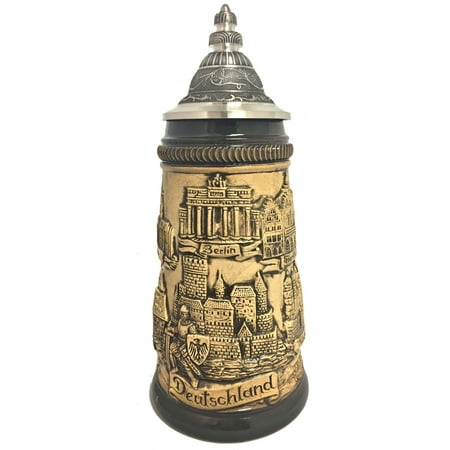- Rustic Natural German Cities with Guard Panorama German Beer Stein .25 L