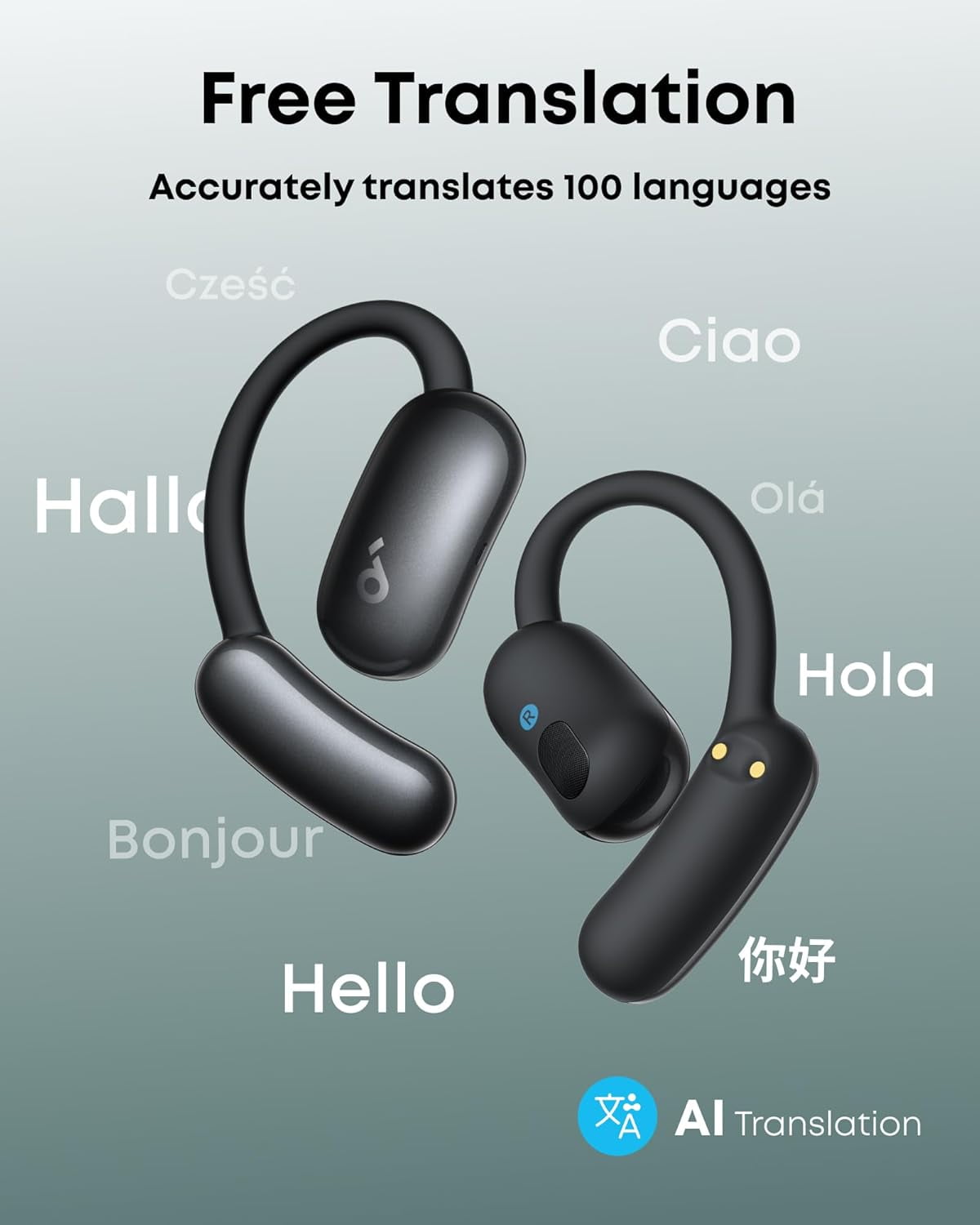 Soundcore AeroFit 2 AI Open-Ear Headphones, Pressure-Free, 2X Bass