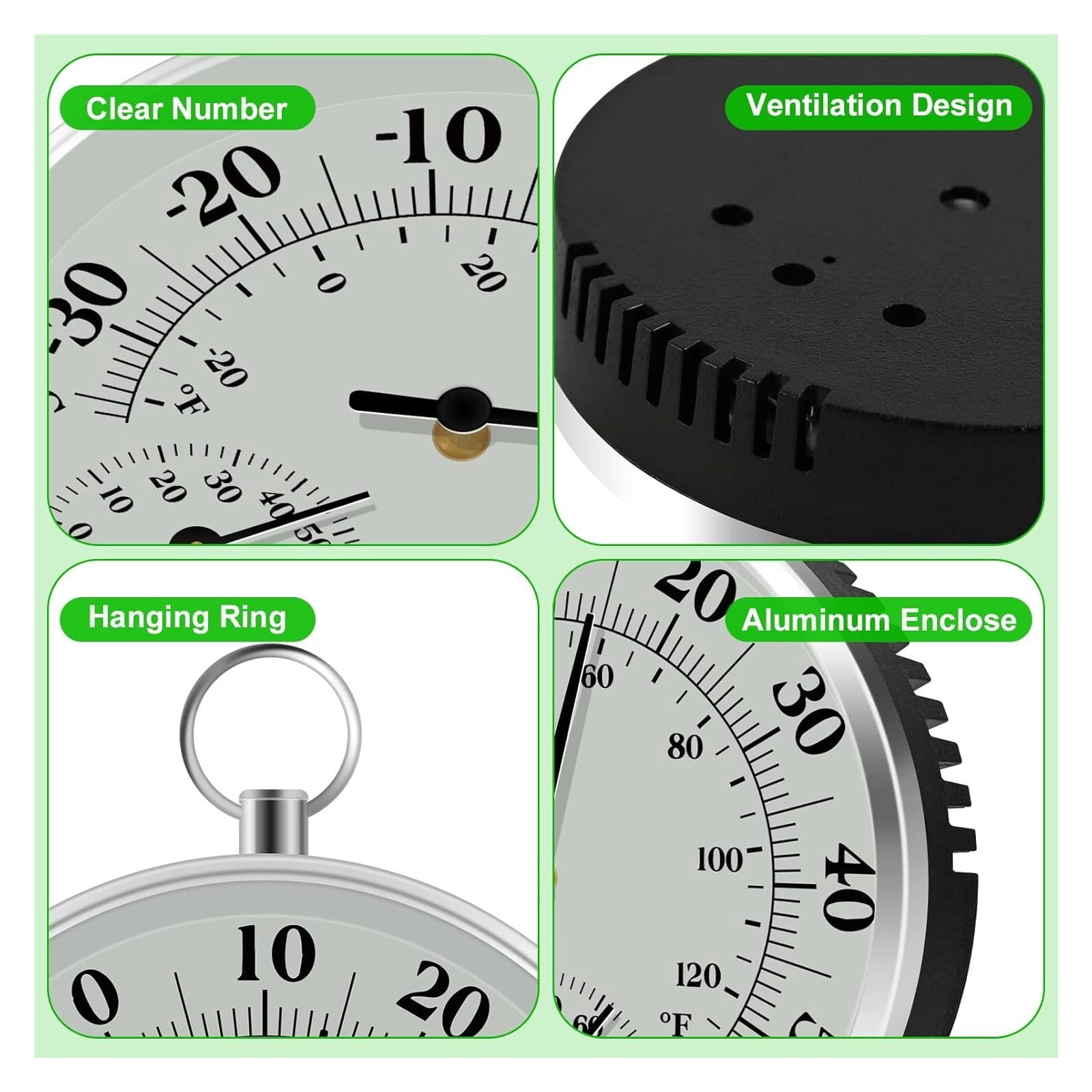 Indoor Room Thermometer with Aluminum Enclosure Outdoor Weather Station for Bathroom Kitchen Car ,Weather Forecast