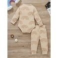 thumbnail image 3 of xiaxaixu 2Pcs Baby Outfits, Rainbow Print Ribbed Long Sleeves Romper + Pants, 3 of 9