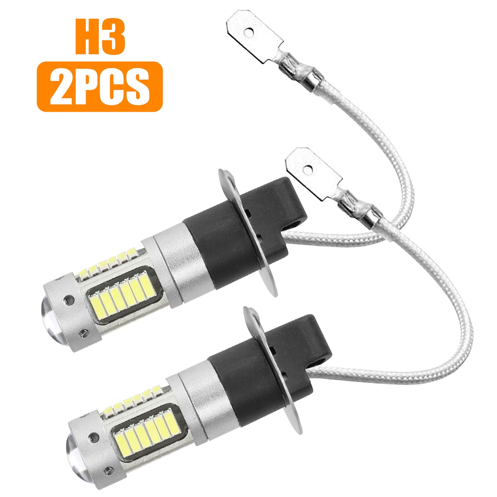 2pcs Brilliant Yellow 30-SMD High Power H3 4014 LED Bulbs for Fog Daytime Lights 
